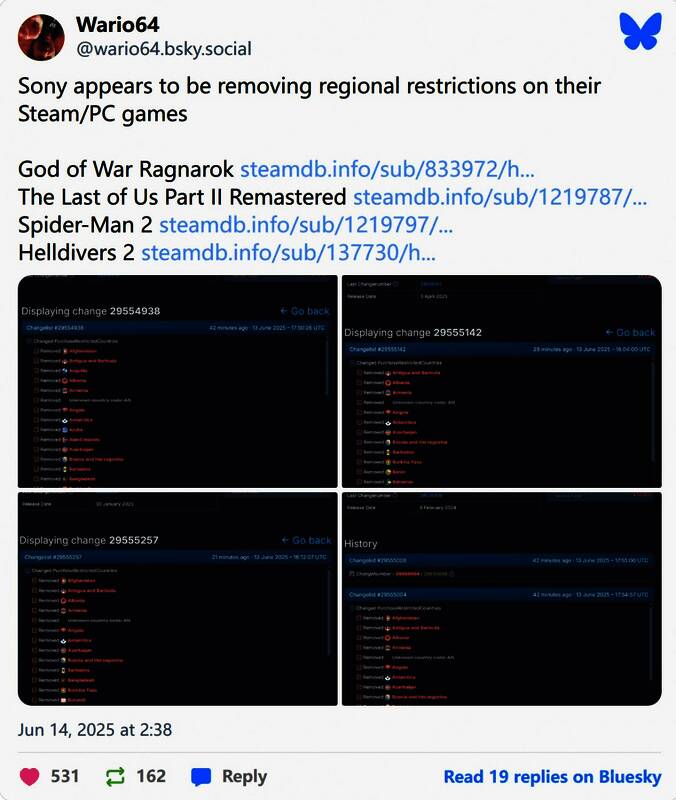 索尼旗下第一方游戏在Steam平台上的展示画面，界面显示多款热门游戏图标
