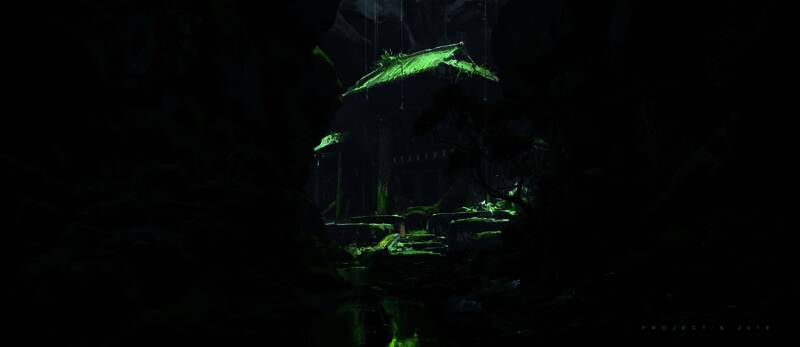 狮驼国地下洞穴概念图，幽暗神秘的空间构造