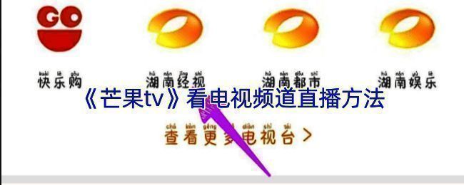 芒果TV应用界面展示直播频道入口，界面清晰可见直播选项
