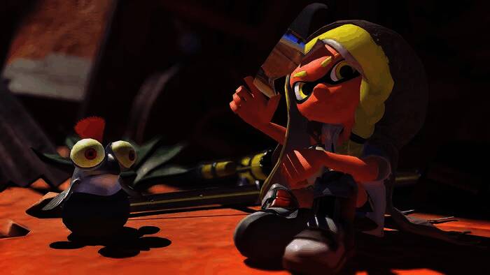 《斯普拉遁3》游戏内多人混战场面，色彩斑斓、战斗激烈