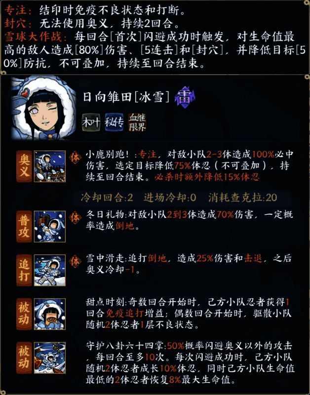 日向雏田在雪地中微笑，身后是飘落的雪花与温暖氛围