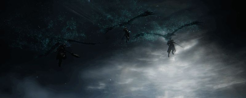 游戏中三位角色并肩作战，画面中鸟、太刀与隐者各具特色，呈现出紧张激烈的战斗氛围