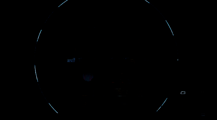 角色在控制台前进行关键选择，屏幕上显示不同结果预测