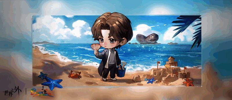 易遇海角天隅侧影画面，阳光洒落沙滩上的身影显得温暖而宁静