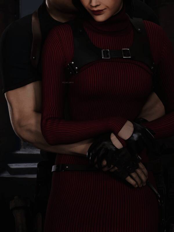 艾达低头注视着里昂的脸庞，眼神中流露出罕见的温柔