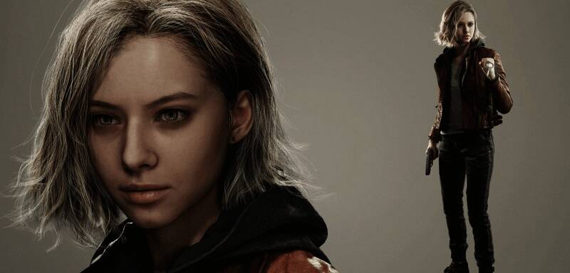 浣熊市全景俯瞰图，城市破败荒凉，天空阴沉压抑