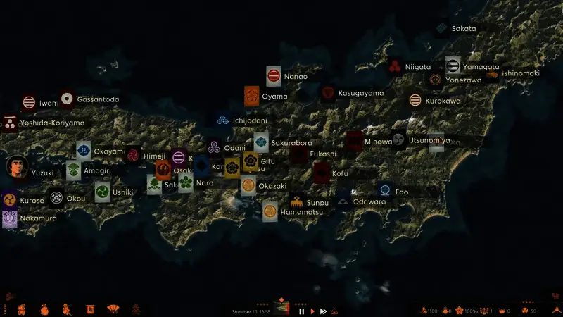 《骑马与砍杀2》MOD“织丰”主视觉图，展现日本战国风格城池与军队