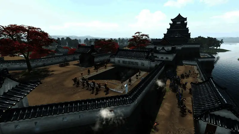 玩家操控角色在海上战船上激烈对战，背景是燃烧的舰队