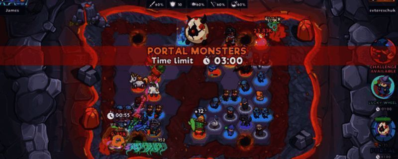 游戏主界面展示，背景为卡通风格战场，中央显示游戏LOGO