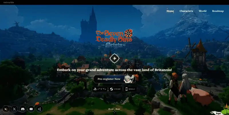 官网界面截图，展示游戏介绍与角色立绘