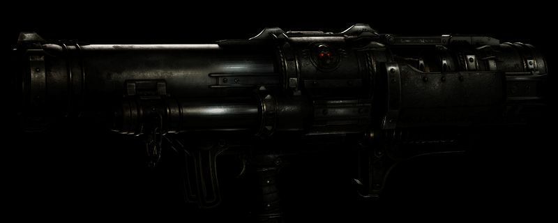 《毁灭战士：黑暗时代》火箭筒战斗画面，角色手持火箭发射器瞄准远处敌人