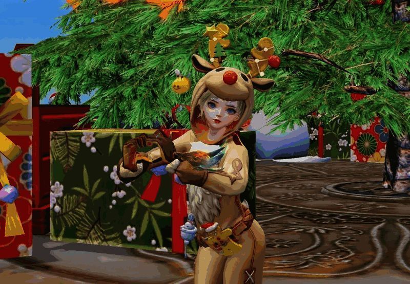 驯鹿奇缘局部细节展示，突出姜饼角与彩灯装饰