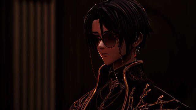 范仑丁·博达身穿华丽吸血鬼服饰，神情冷峻，气场强大