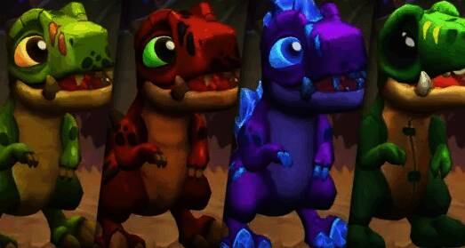 暴龙王克鲁什进化形态展示，包括魔暴龙、紫水晶形态等