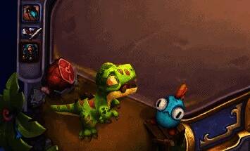 暴龙王与玩家互动场景：喂食烤肉与拔河游戏