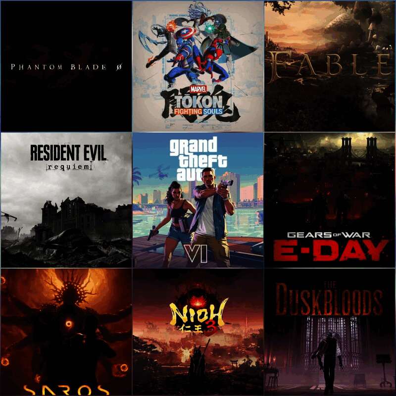 2026年即将发布的游戏阵容一览表，画面中展示多个知名游戏LOGO与角色形象