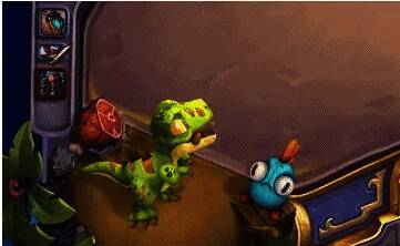 暴龙王克鲁什与玩家互动场景，宠物跟随角色一同战斗