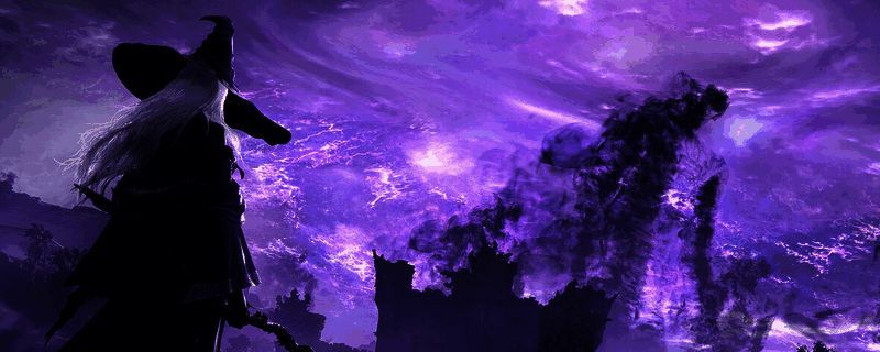 艾尔登法环黑夜君临游戏内战斗画面，角色与巨型Boss激烈对抗，场景恢弘壮观