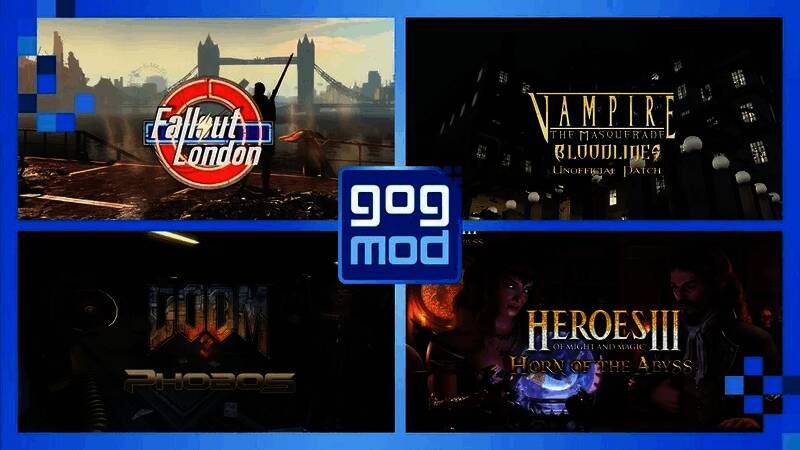 GOG展示一键模组安装界面，界面简洁直观，支持多款经典游戏