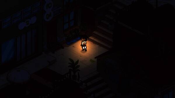 游戏中主角初到灰岭镇的画面，远处田野与夕阳营造出宁静却略带阴郁的氛围