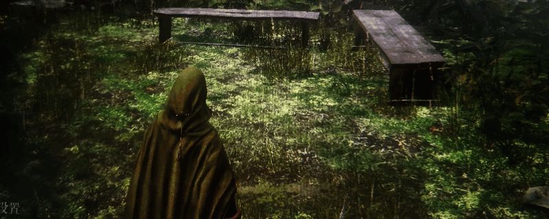 隐士任务初始对话场景，木偶侍者静静站立于圆桌厅堂