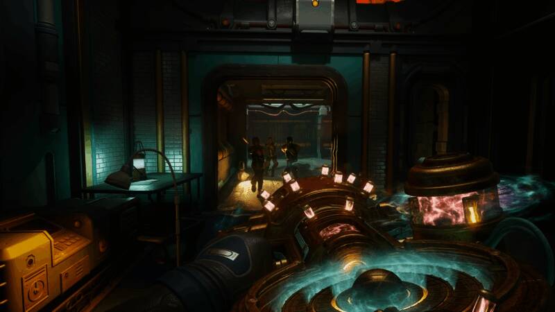 游戏中三大派系对峙画面，展现阿尔卡迪亚殖民地的紧张局势