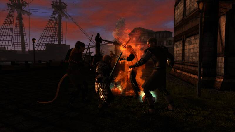 Boss战特写，巨大怪物与队伍激烈交锋