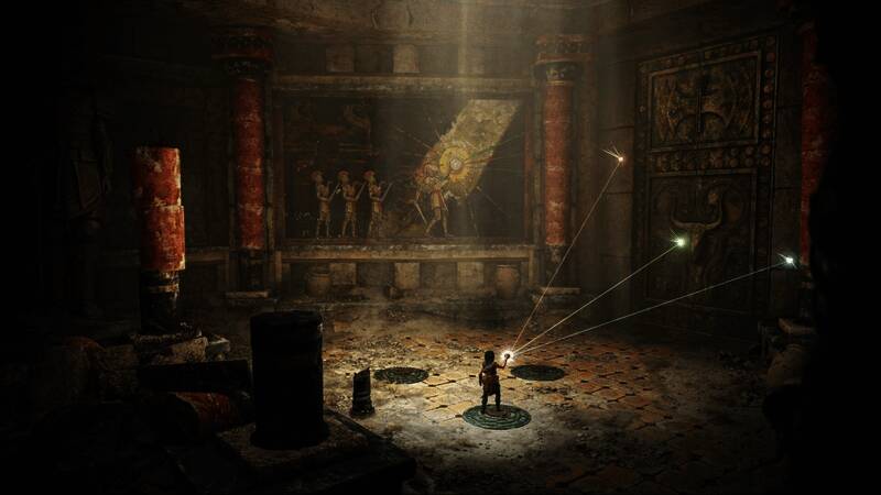 角色设定图，索菲亚身穿皮甲，眼神坚毅，手持匕首与米诺斯球体