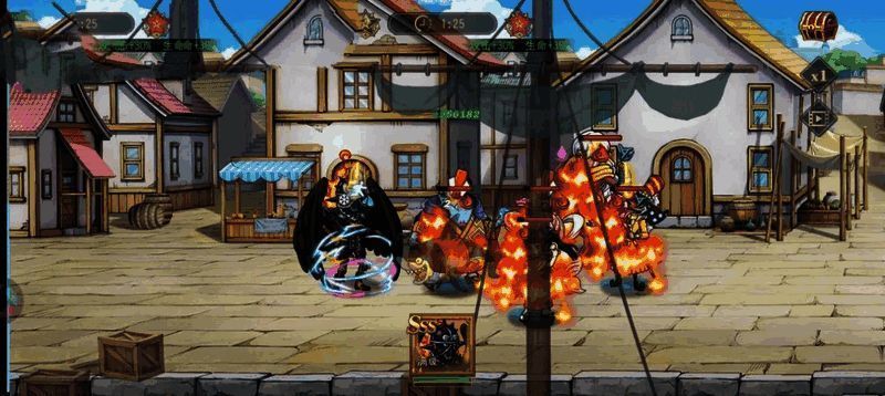 烬释放技能【飞龙冲击】造成范围伤害，火焰与剑气交织