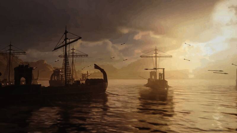 玩家角色站在高台俯瞰城市全景，阳光洒落映照金色光辉