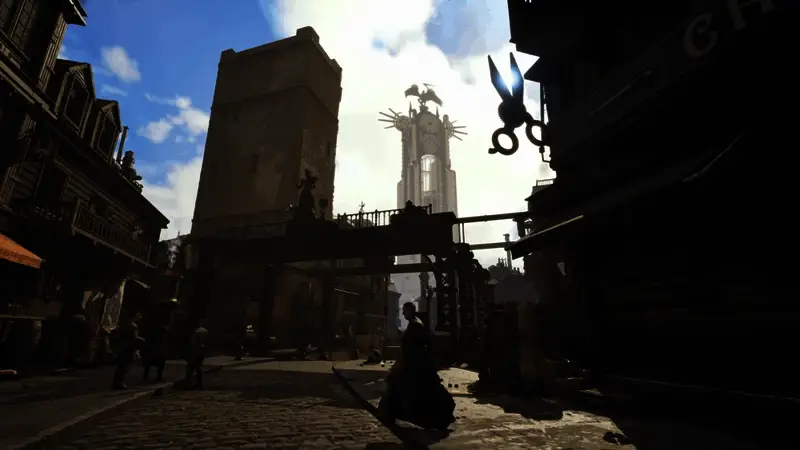 庞弗雷公爵特写画面，表情夸张，充满戏剧张力