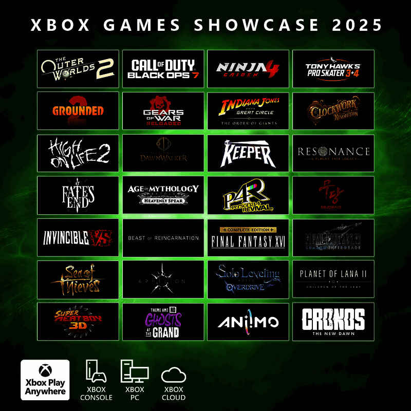 Xbox Games Showcase直播画面展示多款新游预告片，现场气氛热烈
