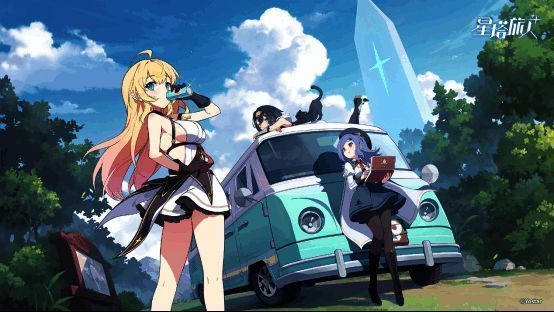 三位主角站姿展示，萌系赛璐璐风格鲜明，表情生动细节丰富