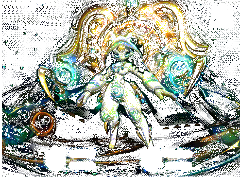 幻梦圣女施展技能瞬间，背后神环闪耀，银河环绕周身