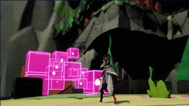 Hiro化身为纸飞机穿越峡谷，阳光照射下纸张纹理清晰可见