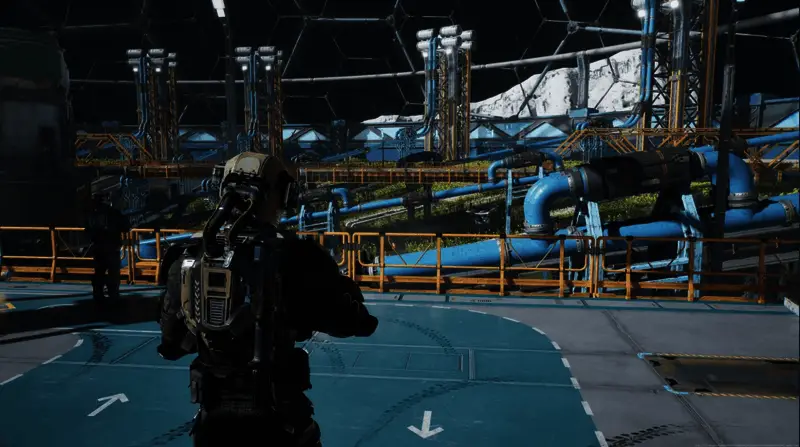 飞船内部全景图，多名角色分布在不同区域执行任务，展示出高度互动性与叙事深度