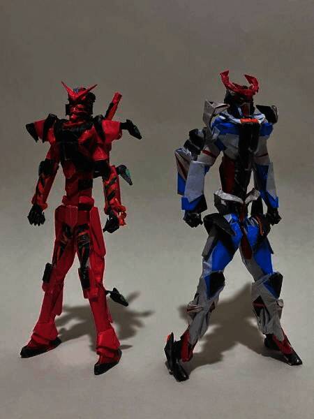 折纸高达头部细节，表现出高度还原度