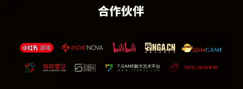 活动主办方与合作伙伴代表合影，背景为聚光灯GameJamLOGO