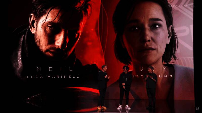 《死亡搁浅2》官方宣传图，主角山姆背对镜头，手持武器，背景为荒凉废土世界