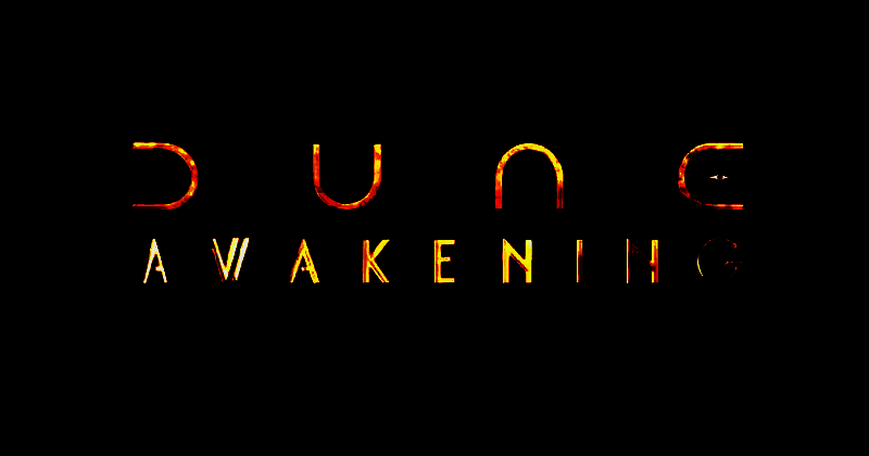 《沙丘：觉醒》官方LOGO与宣传画面，背景呈现荒凉而神秘的沙漠星球景象