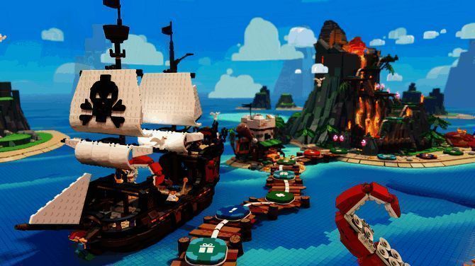 乐高派对游戏截图：角色在色彩斑斓的乐高世界中奔跑