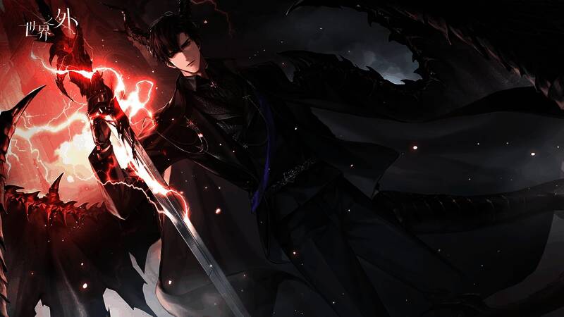 顾时夜侧影展示，身穿黑袍，神情冷峻