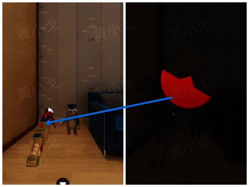 一辆迷你火车玩具缓缓驶出洞口，携带一枚徽章