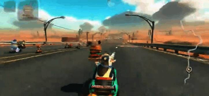 其他角色也拿着各种食物，背景中可见奶牛角色手中的汉堡显得格外突兀