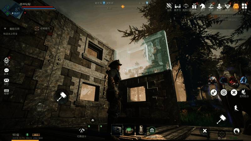 玩家建造的魔法城堡，设有防御塔和巨龙守卫