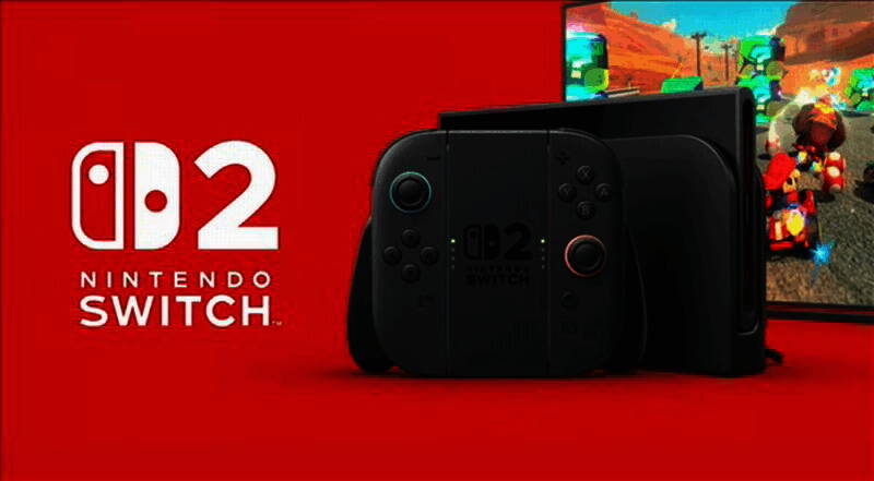 任天堂Switch 2主机外观展示，银灰色机身搭配可拆卸手柄设计