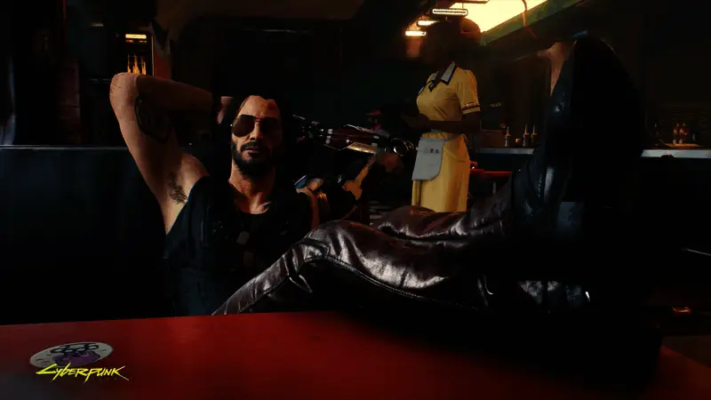 赛博朋克20772.3版本宣传图，展示夜之城霓虹闪烁的城市景观与角色剪影