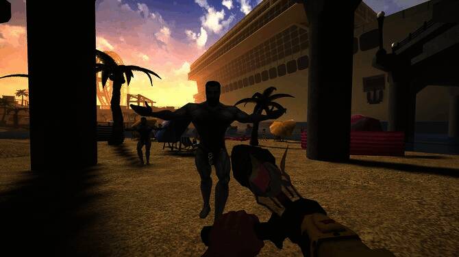 游戏地图场景展示，阳光下的废墟城市风貌