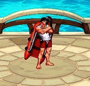 圣职者（男）武器外观，金色光芒与红白配色相得益彰