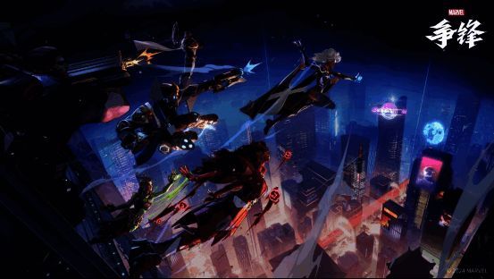 游戏战斗场景截图，展示不同英雄协同作战的画面，地图破坏效果逼真